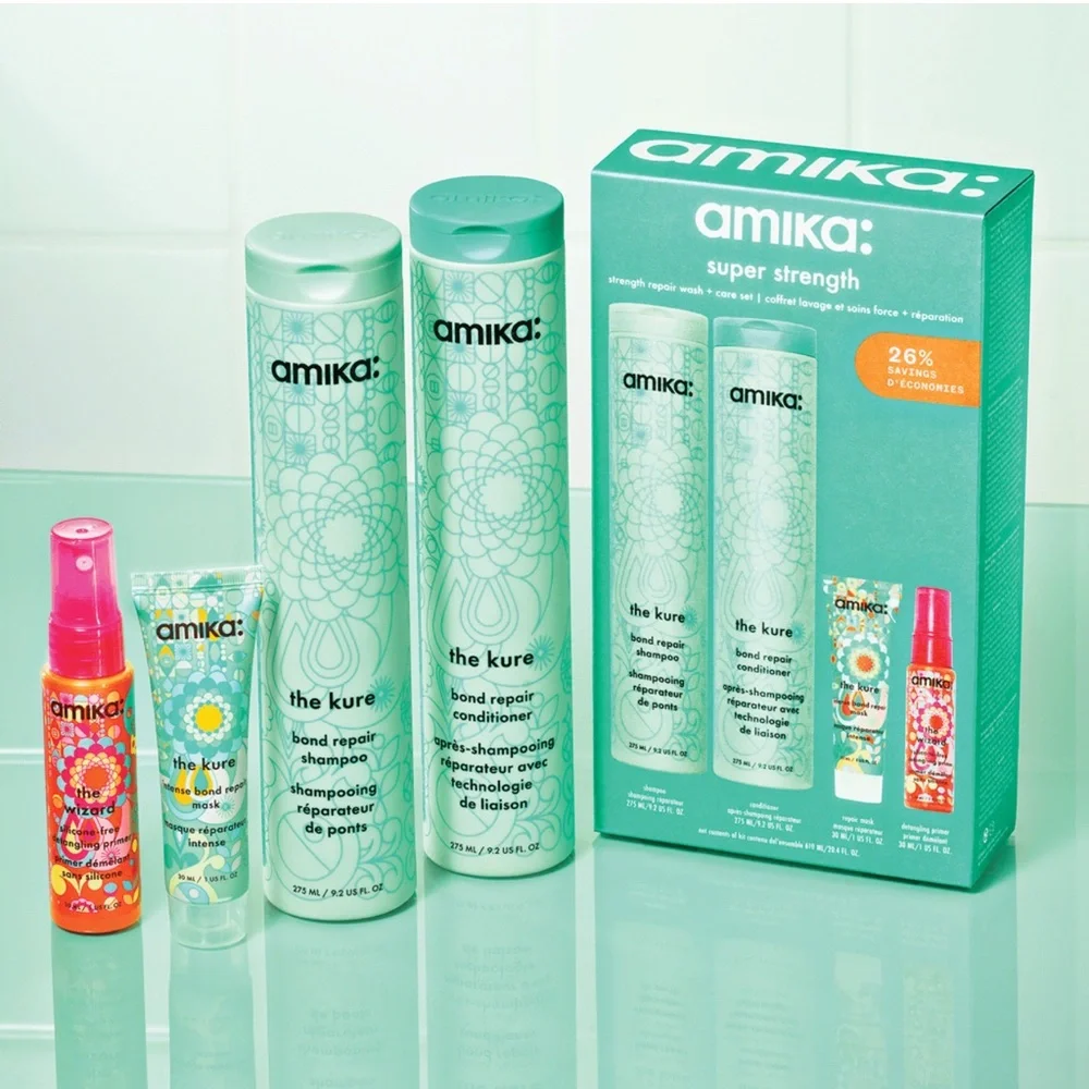 NIB Amika Super Strength Wash + Care Set